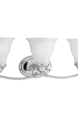 High Quality Progress P3192-15 Trinity Collection Three-Light Polished Chrome Etched Glass Traditional Bath Vanity Light