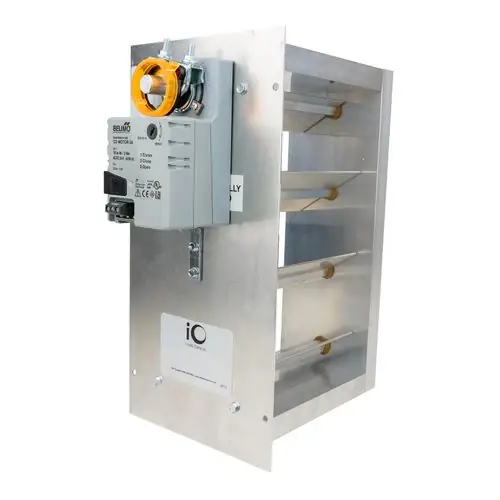 Io Hvac Controls CD-3218-BM 32 x 18 Carrier/Bryant Rectangular Zone Damper - Belimo 3 Wire Actuator - Bottom Mount Direct From Factory
