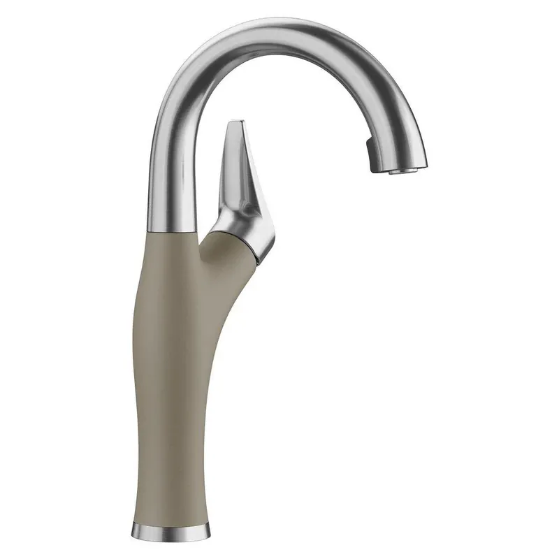 BLANCO 526385 Artona Single Handle Pull Down Bar Faucet in PVD Steel/Truffle Budget