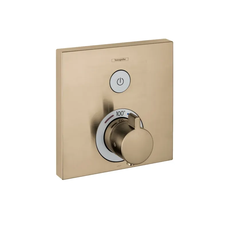 Sale Hansgrohe 15762141 ShowerSelect Thermostatic Trim for 1 Function, Square in Brushed Bronze
