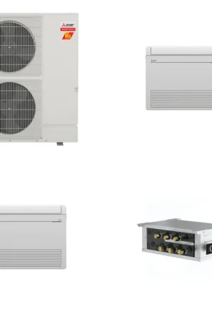 Top Pick Mitsubishi Multi-Zone 60000 BTU R-454B 20 SEER2 2-Zone Floor-Mounted Mini Split Heat Pump System - 9K+12K