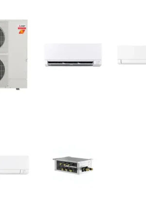 Mitsubishi Multi-Zone 60000 BTU R-454B 20 SEER2 3-Zone Wall-Mounted Mini Split Heat Pump System - 9K+15K+15K Cheap