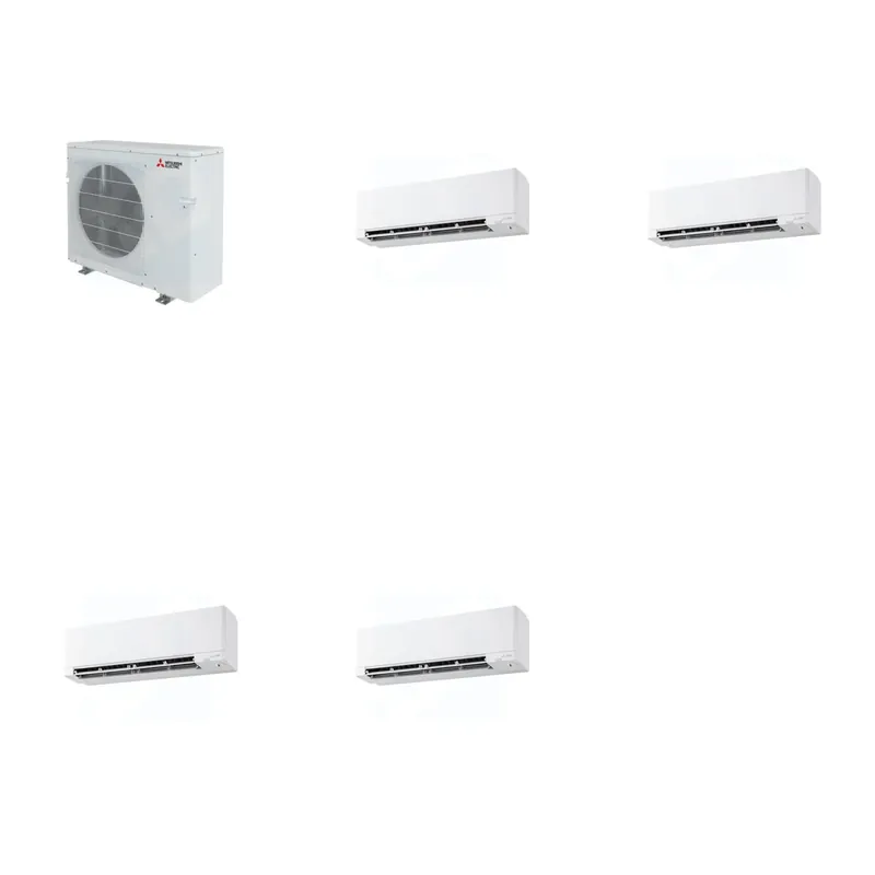 Cheap Mitsubishi Multi-Zone 28600 BTU R-454B 20 SEER2 4-Zone Wall-Mounted Hyper Heat Mini Split Heat Pump System - 9K+9K+9K+9K